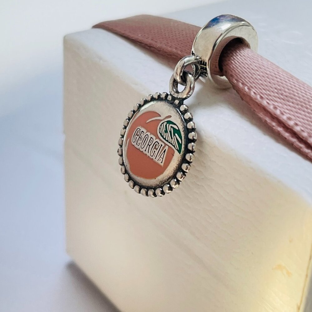 Pandora Georgia peach Dangle Charm Pendant